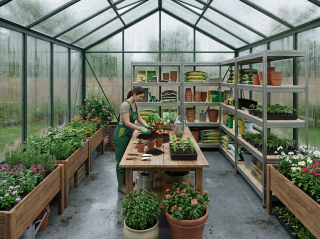 Regály ve skleníku